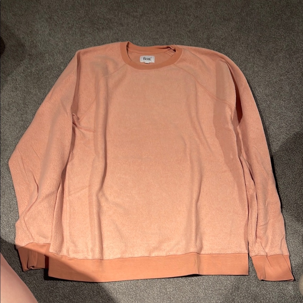 FEAT Blanketblend Orange Crewneck Sweater with Ribbed Cuffs
